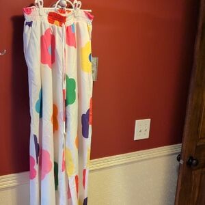 Colorful Floral Wide-Leg Pants